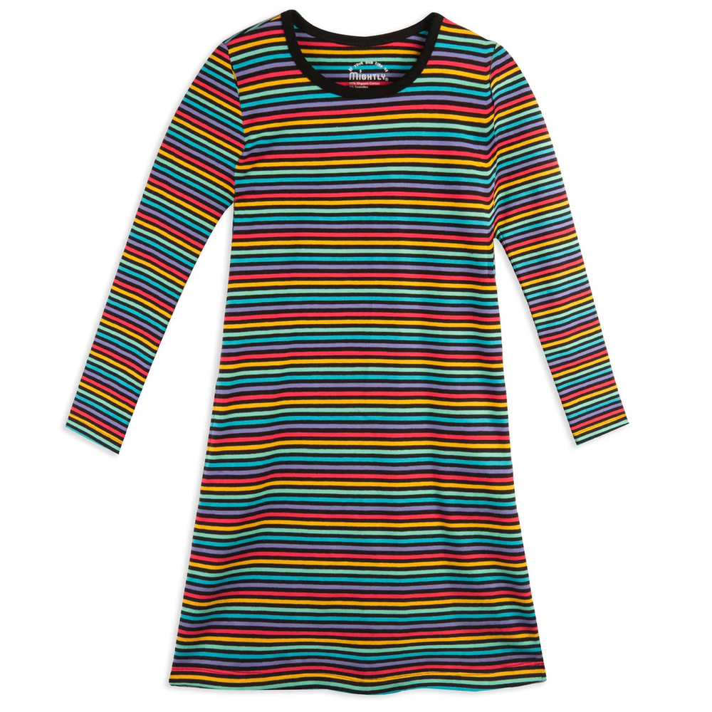 Mightly Girls Black Stripe Dress size: 2-5T